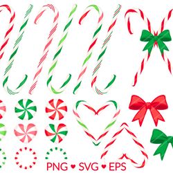 candy cane clipart - svg, png, eps images - christmas sublimation, peppermint candy sweets candycane clip art