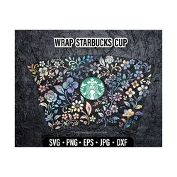 cold cup cup svg full wrap flowers theme for cold cup venti cold cup. cold cup cup flowers, svg file for cricut | flower starbucks cup.