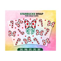 full wrap for cold cup venti cold cup svg, red bow candy can svg, christmas bow red dot cold cup cold cup svg,  files for cricut