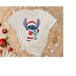 santa stitch shirt, disney lilo and stitch hoodie, merry stitchmas sweatshirt, disney christmas gift, disneyland holiday