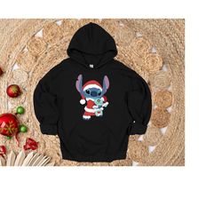 santa stitch sweatshirt, disney lilo and stitch hoodie, merry stitchmas sweatshirt, disney christmas t-shirt, disneyland