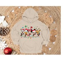 santa mickey and friends christmas sweatshirt, disney christmas lights tee, minnie donald goofy, disneyland christmas ho