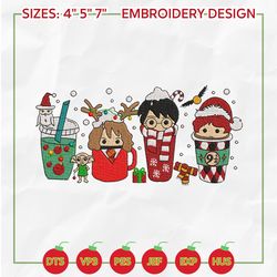 harry coffee embroidery designs, christmas embroidery designs, merry christmas embroidery, hand drawn embroidery designs