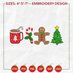 christmas embroidery designs, christmas coffee embroidery designs, merry christmas embroidery, hand drawn embroidery designs