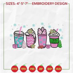 christmas embroidery designs, christmas coffee embroidery designs, merry christmas embroidery, hand drawn embroidery designs