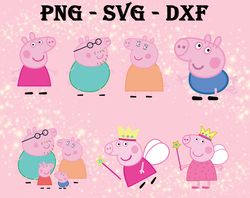 peppa pig characters svg, bundles peppa pig svg, png,dxf,...