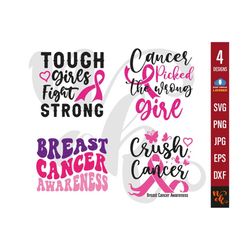 breastcancer svg bundle, cancer awareness svg, fight cancer svg, crush cancer svg, tough girls fight strong svg, wear pink svg for cricut