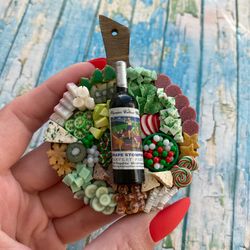 magnet miniature charcuterie christmas board with wine