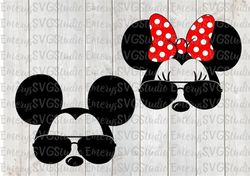 svg dxf file for mickey and minnie with aviator sunglasses