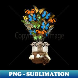 shih tzu dog butterfly hot air balloon - instant sublimation digital download - fashionable and fearless