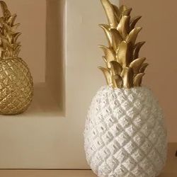 home decor living room wine cabinet window display, nordic style resin gold pineapple table home decoration props