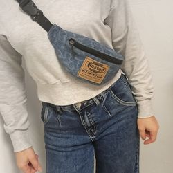 Handmade Small Denim Waist Bag Sling Belt Bag. undefined Fanny Pack, Hip Bag