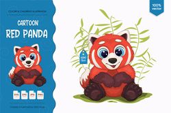 big cartoon red panda. t-shirt, sticker.