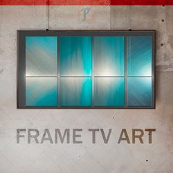 samsung frame tv art digital download, frame tv art modern interior, frame tv metal  blue monochrome panels, avant-garde