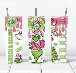 3d inflated pink grinch coffee christmas png, the grinch png, christmas 20 oz skinny tumbler wrap, christmas movies png
