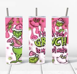 3d inflated i think pink grinch christmas png, the grinch png, christmas 20 oz skinny tumbler wrap, christmas movies png