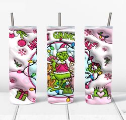 3d inflated pink grinchmas christmas png, the grinch png, christmas 20 oz skinny tumbler wrap, christmas movies png