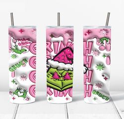 3d inflated pink grinch christmas png, the grinch png, christmas 20 oz skinny tumbler wrap, christmas movies png,