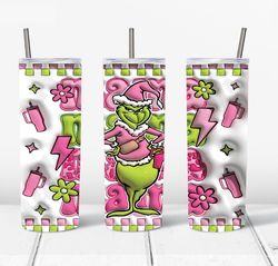 3d inflated pink mama grinch christmas png, the grinch png, christmas 20 oz skinny tumbler wrap, christmas movies png