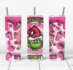 3d inflated i'm a pink grinch christmas png, the grinch png, christmas 20 oz skinny tumbler wrap, christmas movies png