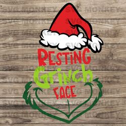 cute santa hat resting grinch face svg file for cricut svg eps dxf png