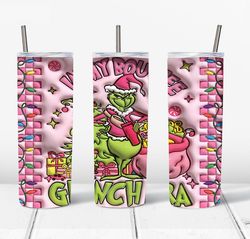 3d inflated pink grinch era christmas png, the grinch png, christmas 20 oz skinny tumbler wrap, christmas movies png