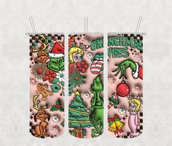 3d inflated grinchmas vibes christmas png, the grinch png, christmas 20 oz skinny tumbler wrap, christmas movies png