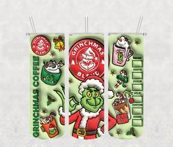 3d inflated the grinchmas christmas png, the grinch png, christmas 20 oz skinny tumbler wrap, christmas movies png