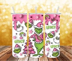 3d inflated pink grinch christmas png, the grinch png, pink christmas 20 oz skinny tumbler wrap, christmas movies png