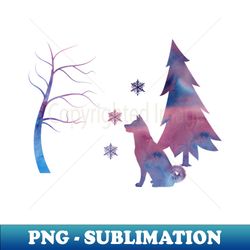 Akita Inu Winter Scene Snowflakes - High-quality Png Sublimation Download - Capture Imagination With Every Detail
