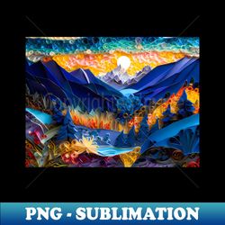 3d style paper landscape artwork - modern sublimation png file - perfect for creative projects