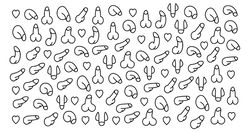 penis pattern svg, png files. line style penis pattern. digital download.