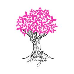 breast cancer tree vector, breast cancer svg, breast cancer gift, cancer awareness, cancer ribbon svg, breast cancer rib