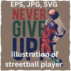 t-shirt label design with illustration of streetball player nike ,t-shirt svg design, cap svg design , svg sticker