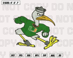 Miami Hurricanes Mascot Embroidery Designs, Machine Embroidery Files, NFL Embroidery Files