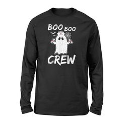 funny boo boo crew nurse ghost halloween costume long sleeve t-shirt