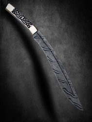 handmade damascus blade, camel bone 530 mm long exotic celtic kukri knife