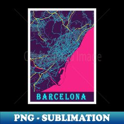 barcelona neon city map barcelona minimalist city map art print - exclusive png sublimation download - bold & eye-catching