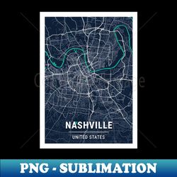 nashville blue dark color city map - png transparent digital download file for sublimation - add a festive touch to every day