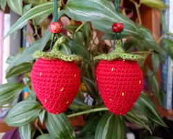 strawberry ornament christmas tree decoration crochet berry ornaments