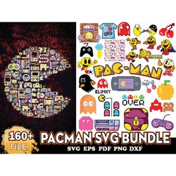 160 files pacman svg bundle, pacman ghost svg, pacman png, transparent pac man, pacman logo, pacman clipart,