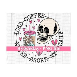 iced coffee png, digital download, sublimation, sublimate, valentines, broken, heart, breaker, skull, skellie, caffeine, caffeinated, funny,