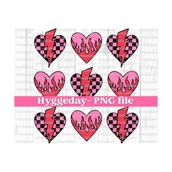 hearts png, digital download, sublimation, sublimate, valentines day, flaming, fire, heart, spicy, love, checker, trendy,