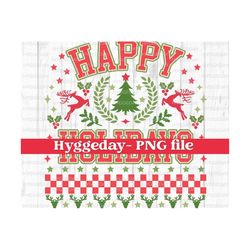 happy holidays png, digital download, sublimation, sublimate, merry christmas, holiday spirit, santa, preppy, varsity, university, style