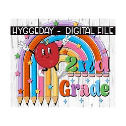 2nd grade grade png, sublimation download, second grade, back to school, teacher, rainbow, sublimate,