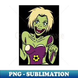 crazy green zombie woman unsettling and enigmatic illustration - decorative sublimation png file - perfect for sublimation art