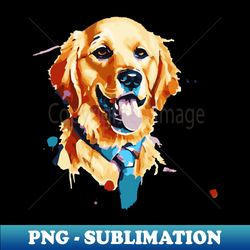 detailed watercolor illustration of a golden retriever with light blue tie - professional sublimation digital download - perfect for creative projects