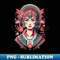 indian woman in traditional attire - cultural elegance - decorative sublimation png file - bold & eye-catching