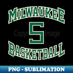 milwaukee basketball number 5 - creative sublimation png download - bold & eye-catching