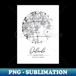 orlando - united states black water city map - elegant sublimation png download - stunning sublimation graphics